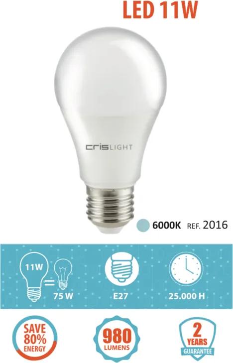 Crislight E27 LED 11W 980LM Branco Frio