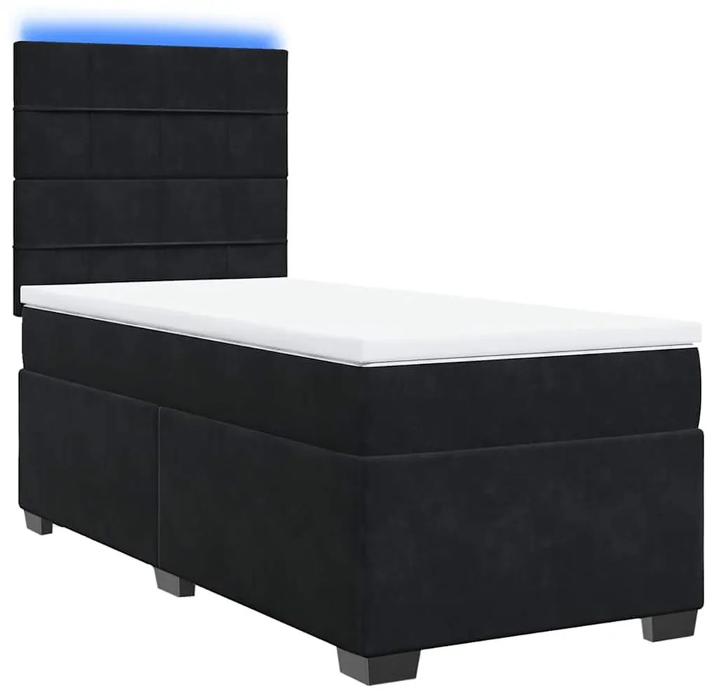 Cama com molas/colchão 90x190 cm veludo preto