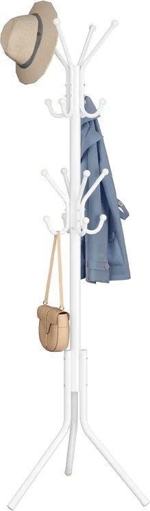 Cabide metálico 48 x 43 x 175 cm com ganchos para roupas e acessórios, branco