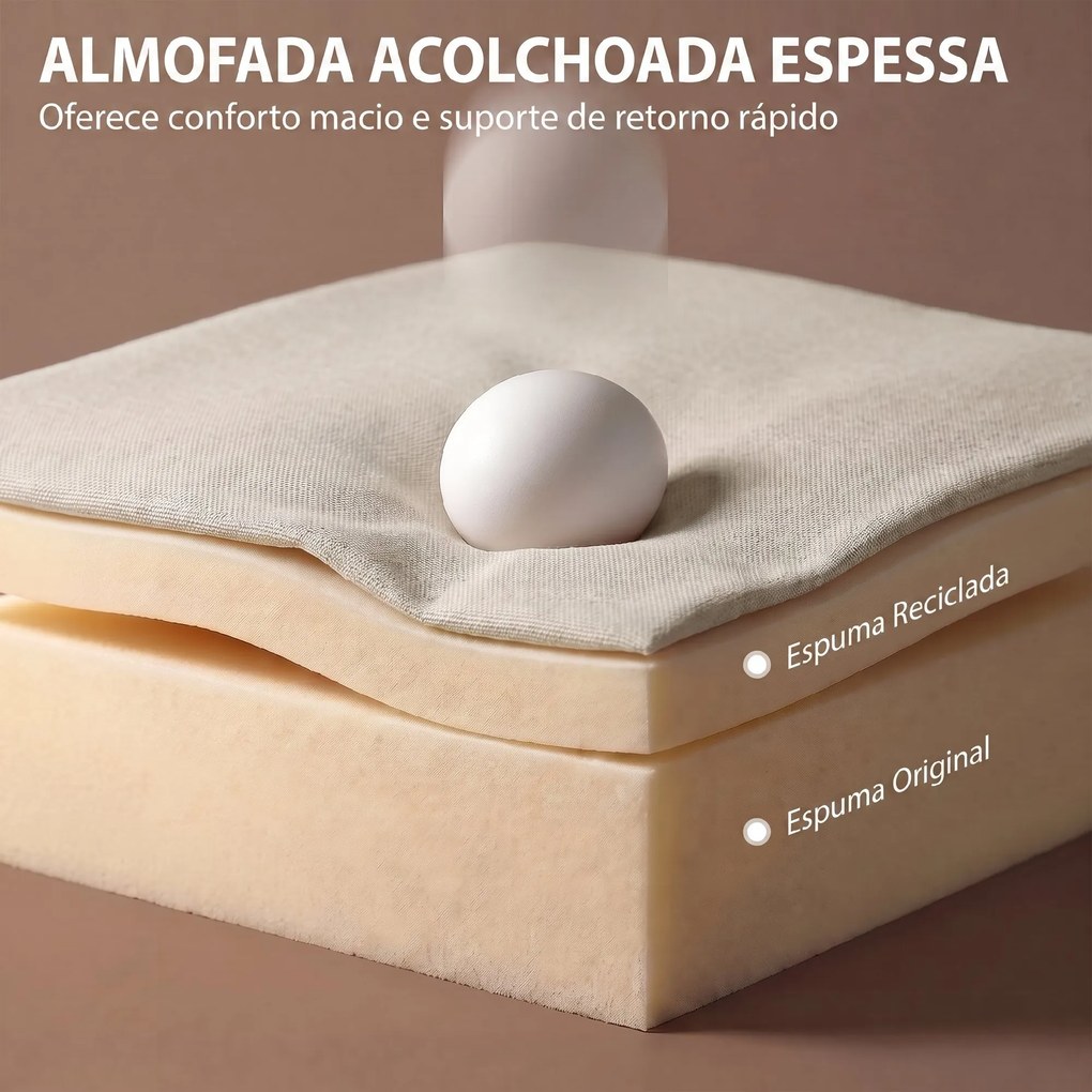 Sofá-Cama 2 Lugares 3 em 1 em Chenille com Encosto Ajustável, Mesa Lateral e 2 Almofadas, Creme