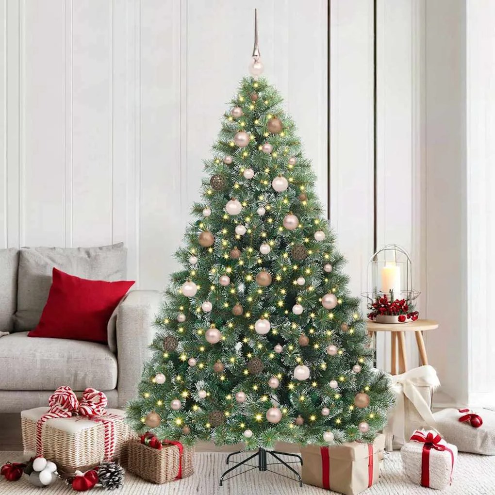vidaXL Árvore de Natal Artificial com 300 LEDs Verde 180 cm PE e PVC