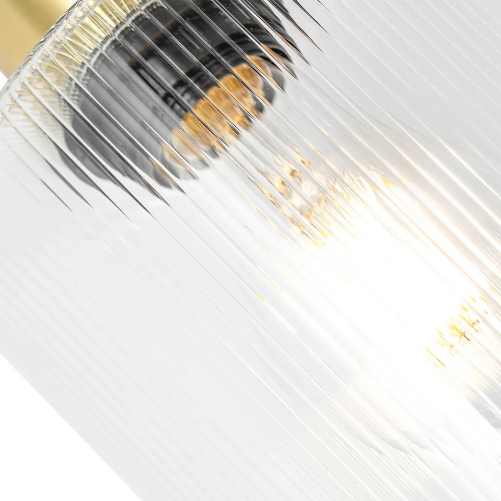 Candeeiro de teto Art Déco dourado com vidro ajustável - Laura