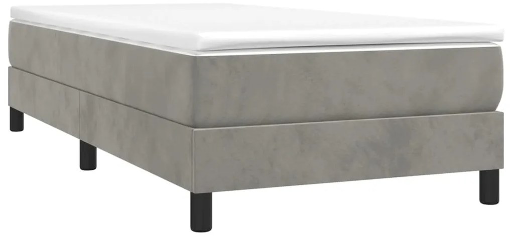 Estrutura de cama sem colchão 90x190 cm veludo cinzento-claro