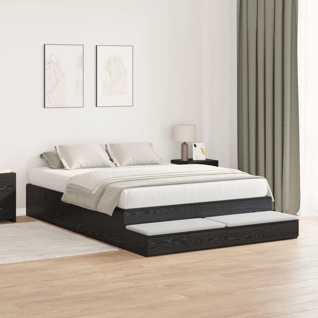 Estrado de Cama Carvalho Preto 140x200 cm