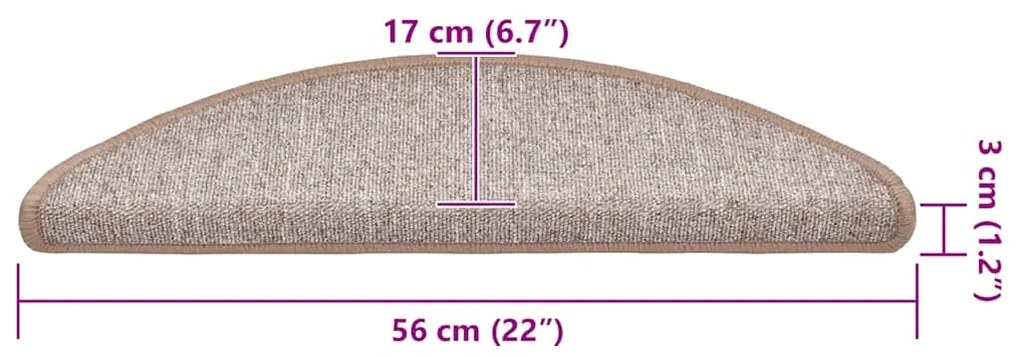 Tapetes de escada 20 pcs 56x17x3 cm castanho-claro