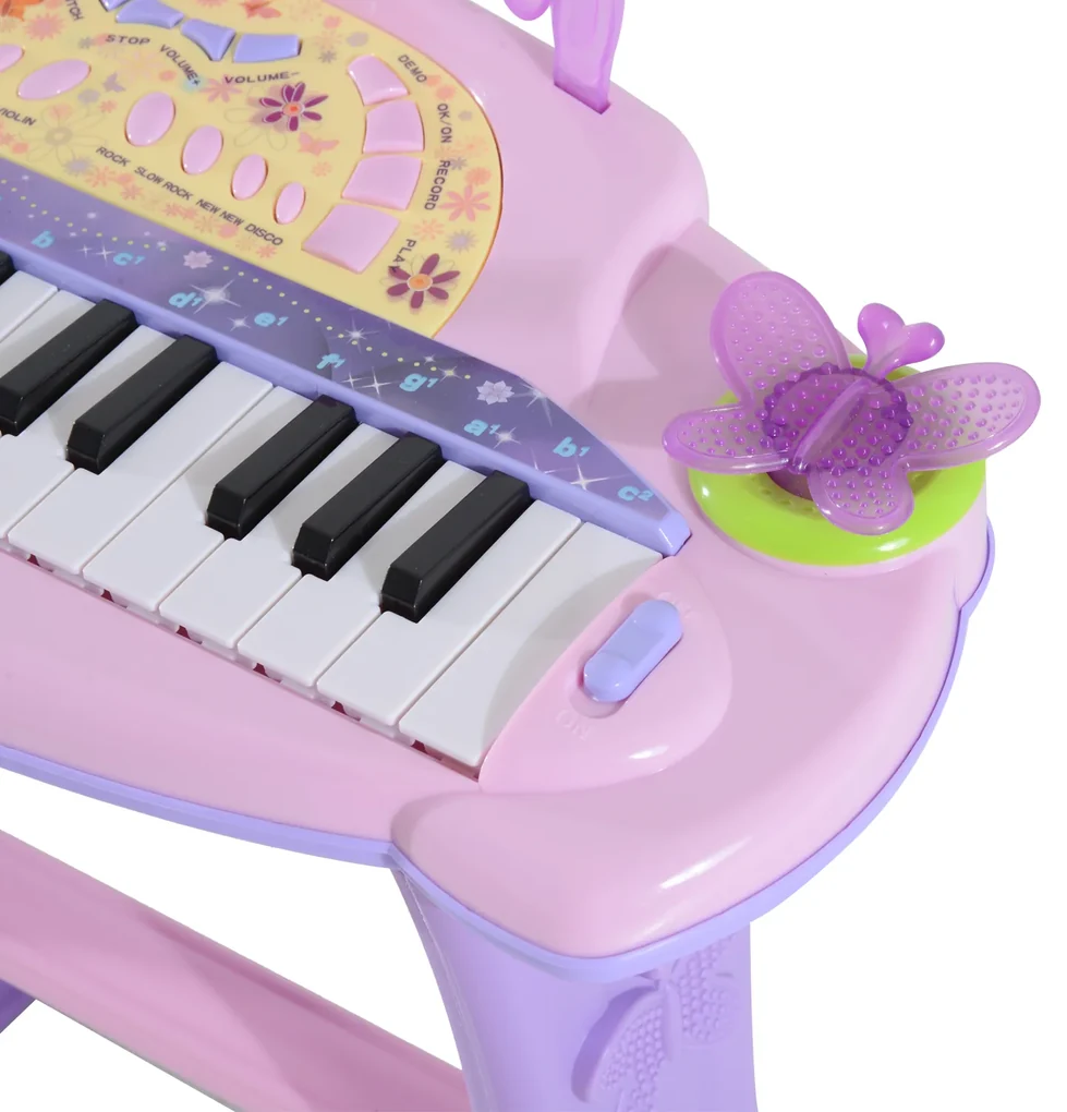 Piano Bateria Musical Infantil Brinquedo Luz Som Microfone Karokê