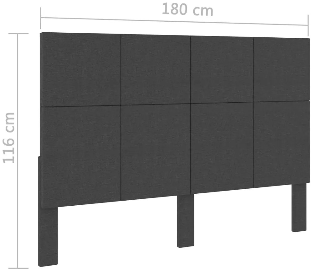 Cabeceira de cama 180x200 cm tecido cinzento-escuro