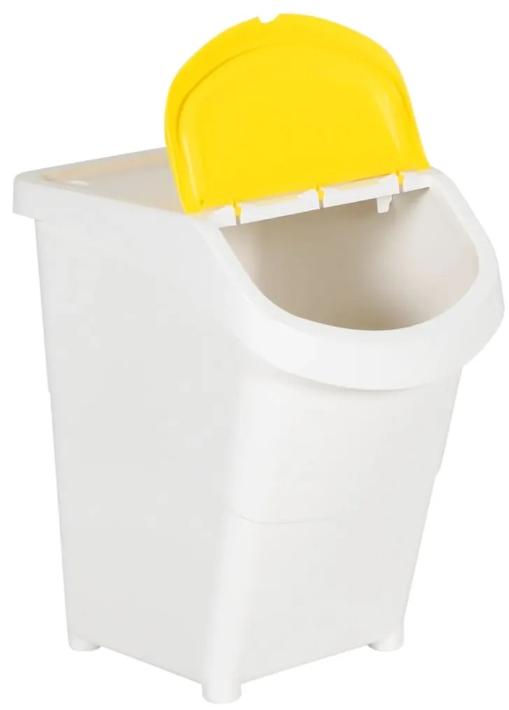 Caixotes do lixo com tampa empilháveis 3 pcs 120 L PP branco