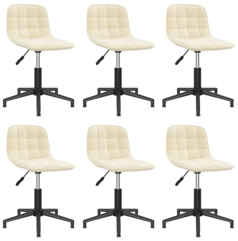 vidaXL Cadeiras de jantar giratórias 6 pcs veludo cor creme