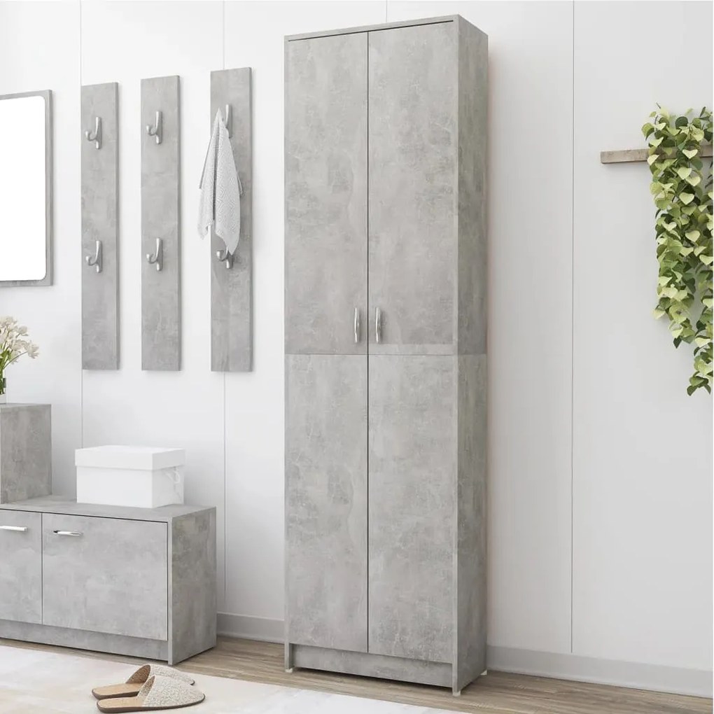802853 vidaXL Roupeiro de corredor 55x25x189cm contraplacado cinzento cimento