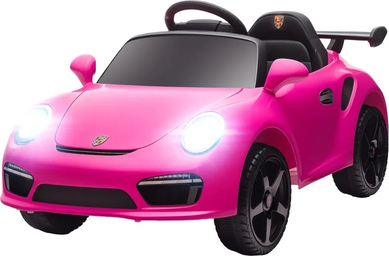 Carro Elétrico para Crianças de Polícia 12V com Motor Duplo Sirene Música Sem Fios Buzina Rodas Auxiliares e Faróis LED 105x58x49 cm Rosa