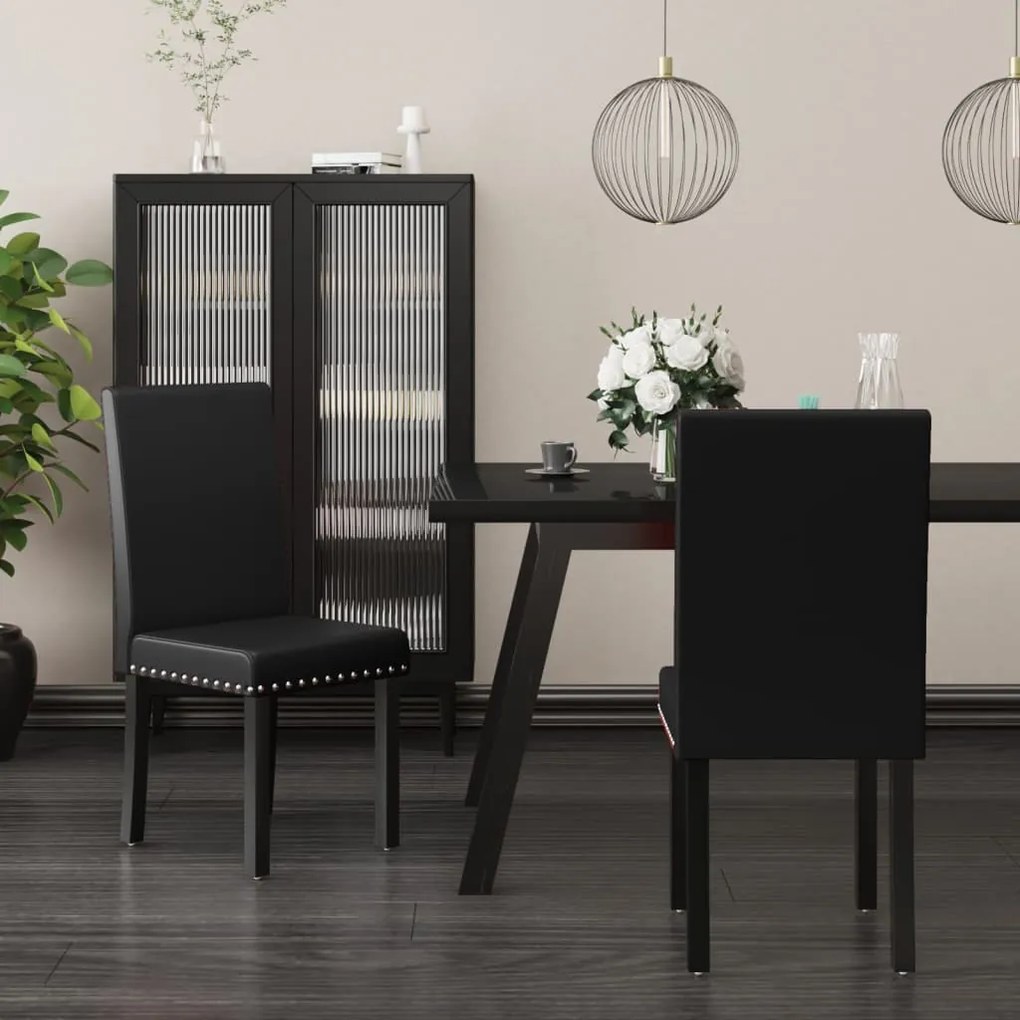 vidaXL Cadeiras de jantar 2 pcs PVC preto