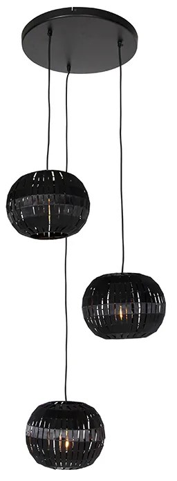 Candeeiro de suspensão moderno preto 3 luzes - Zoë
