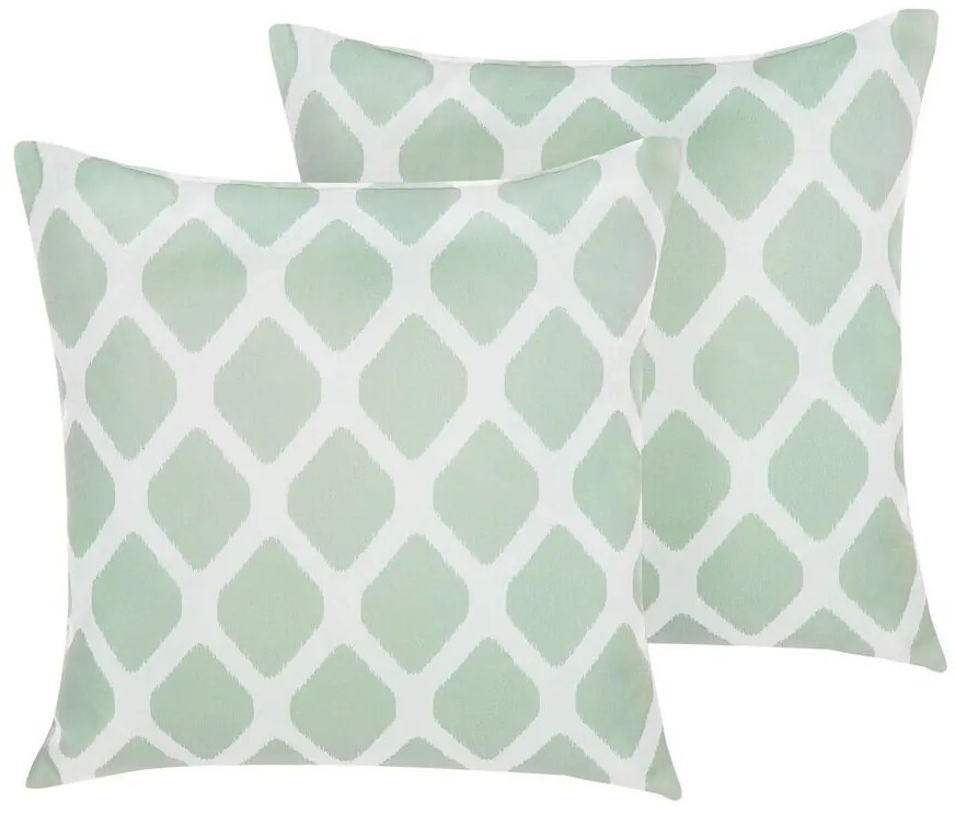 Conjunto de 2 almofadas de jardim em poliéster verde menta e branco 40 x 40 cm KALAMOS Beliani