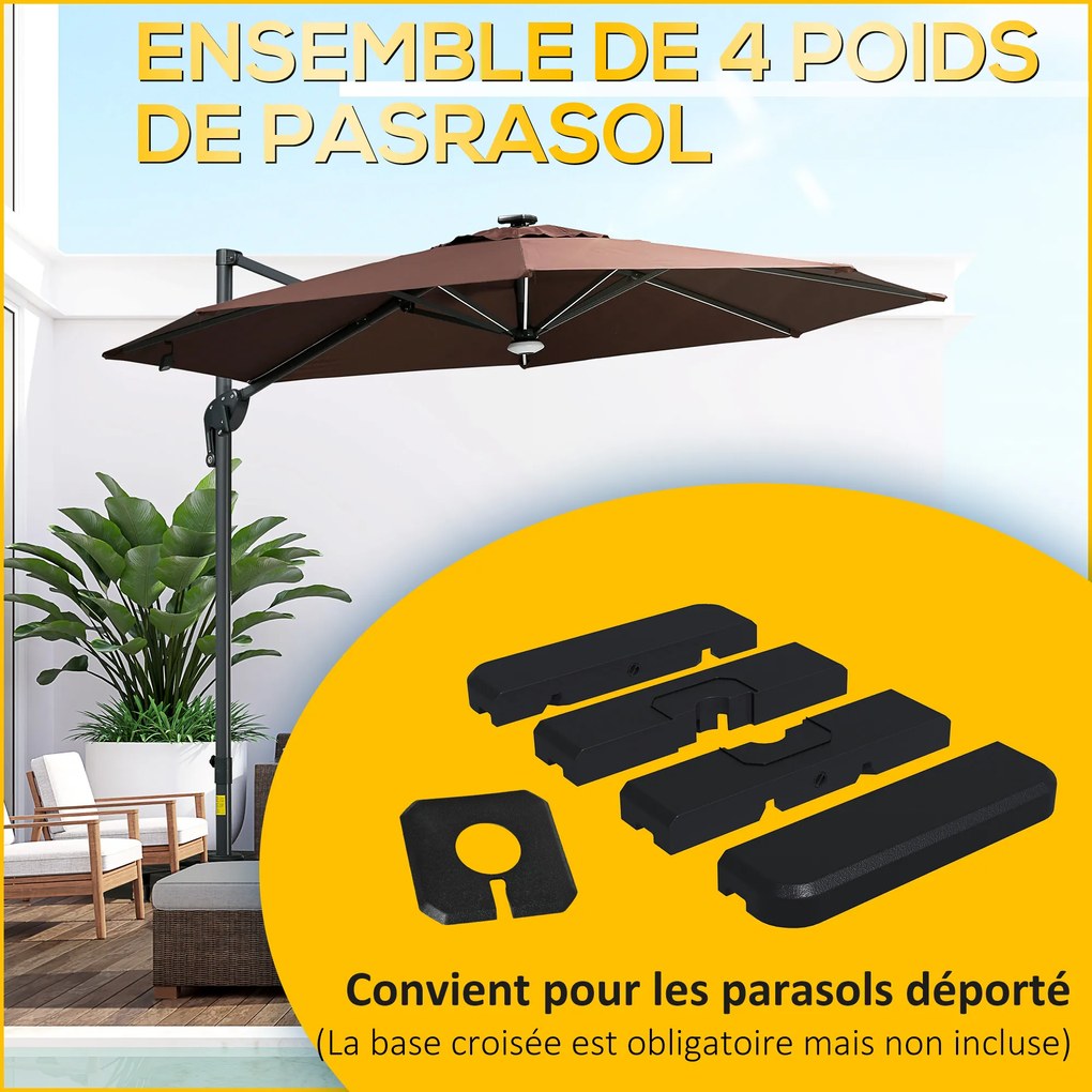 Conjunto de 4 pés de guarda-sol com peso para suportes de guarda-sol (NÃO INCLUÍDO), base de lastro para guarda-sol, com enchimento de água ou areia a