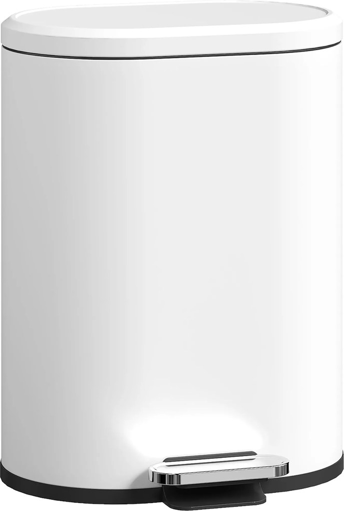 HOMCOM Lixeira 12 L Lixeira com Pedal e Tampa, Pedal, Balde Interno, Fecho Suave, 30 x 25,5 x 37,5 cm, Branco | Aosom Portugal