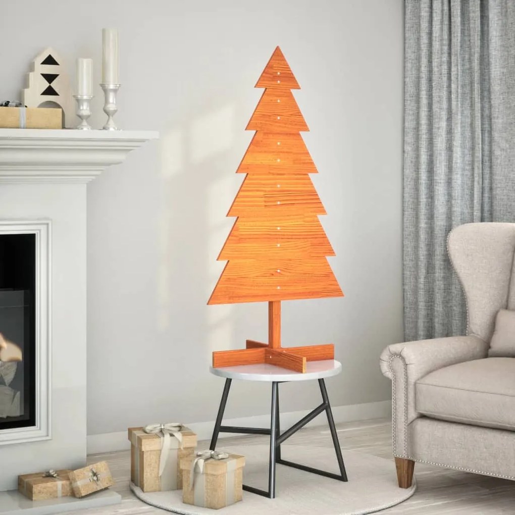 Árvore de Natal decorativa 120 cm pinho maciço castanho-mel