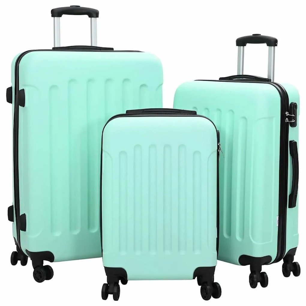vidaXL Mala 3 pcs verde menta 50 x 31 x 78 cm Plástico ABS