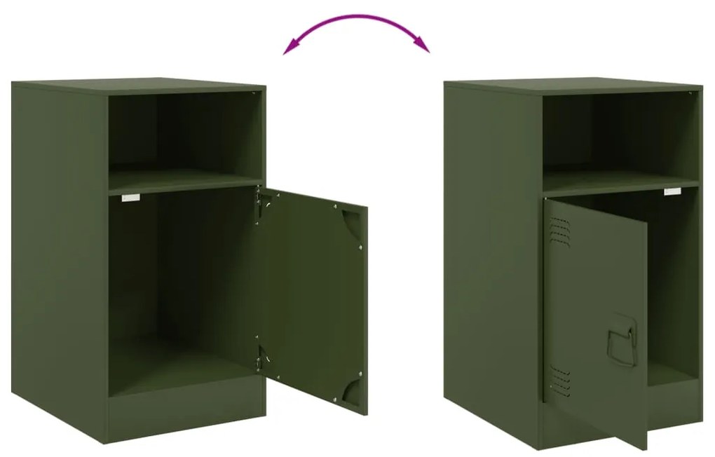 Mesas de cabeceira 2 pcs 34,5x39x62 cm aço verde azeitona