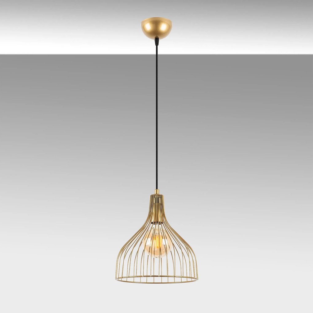 Candeeiro de Teto Cafu – Dourado Brilhante – 25 x 25 x 123 cm