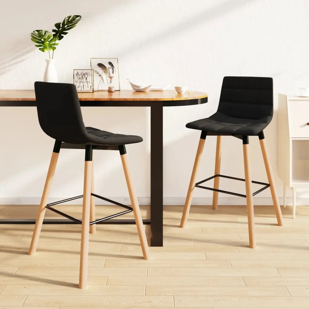 vidaXL Bancos de bar 2 pcs tecido preto