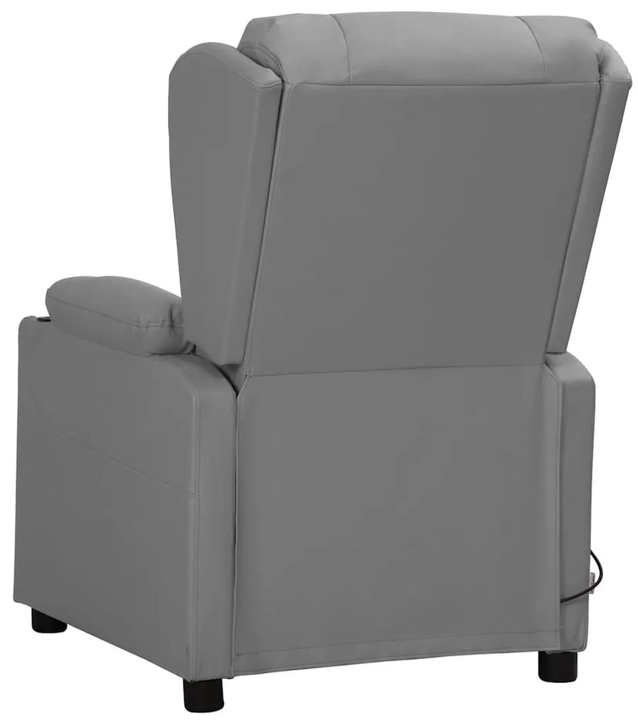 Poltrona de massagens elétrica couro artificial cinzento