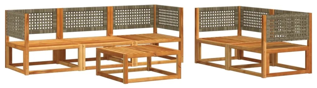 6 pcs conjunto de sofás de jardim com almofadões acácia maciça