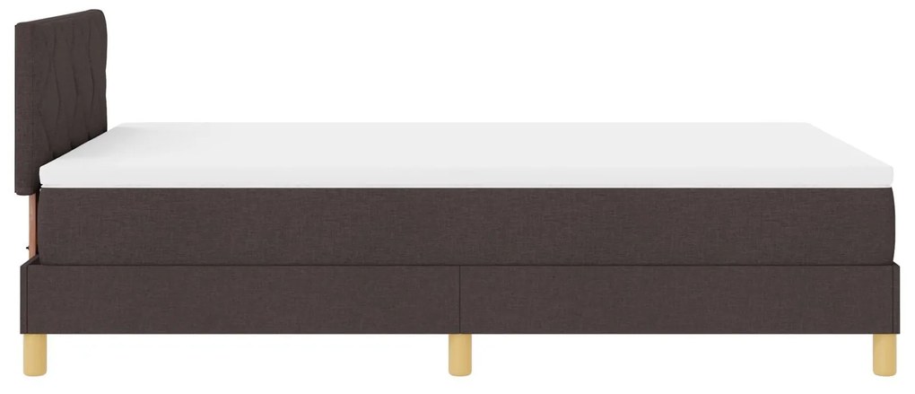 Cama Box Spring com Colchão & LED Marrom Escuro 120x200 cm Tecido