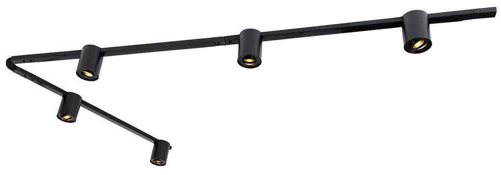 Sistema de Trilho Moderno Monofásico com 5 Focos Pretos - Rondoo Up Moderno