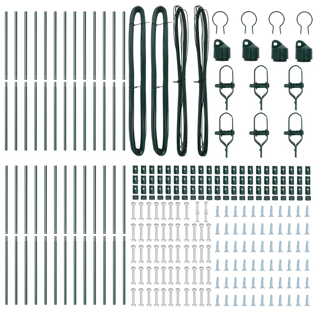 Postes de Cerca 26 pcs Verde Ø32 mm 170 cm Aço Galvanizado