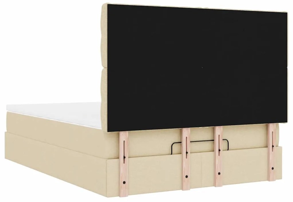 Estrutura de cama otomana com colchão tecido creme 140x200cm