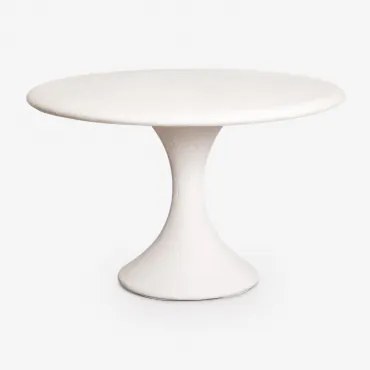 Mesa De Jantar Redonda Ø120 Cm Em Cimento Eloria Branco - Sklum