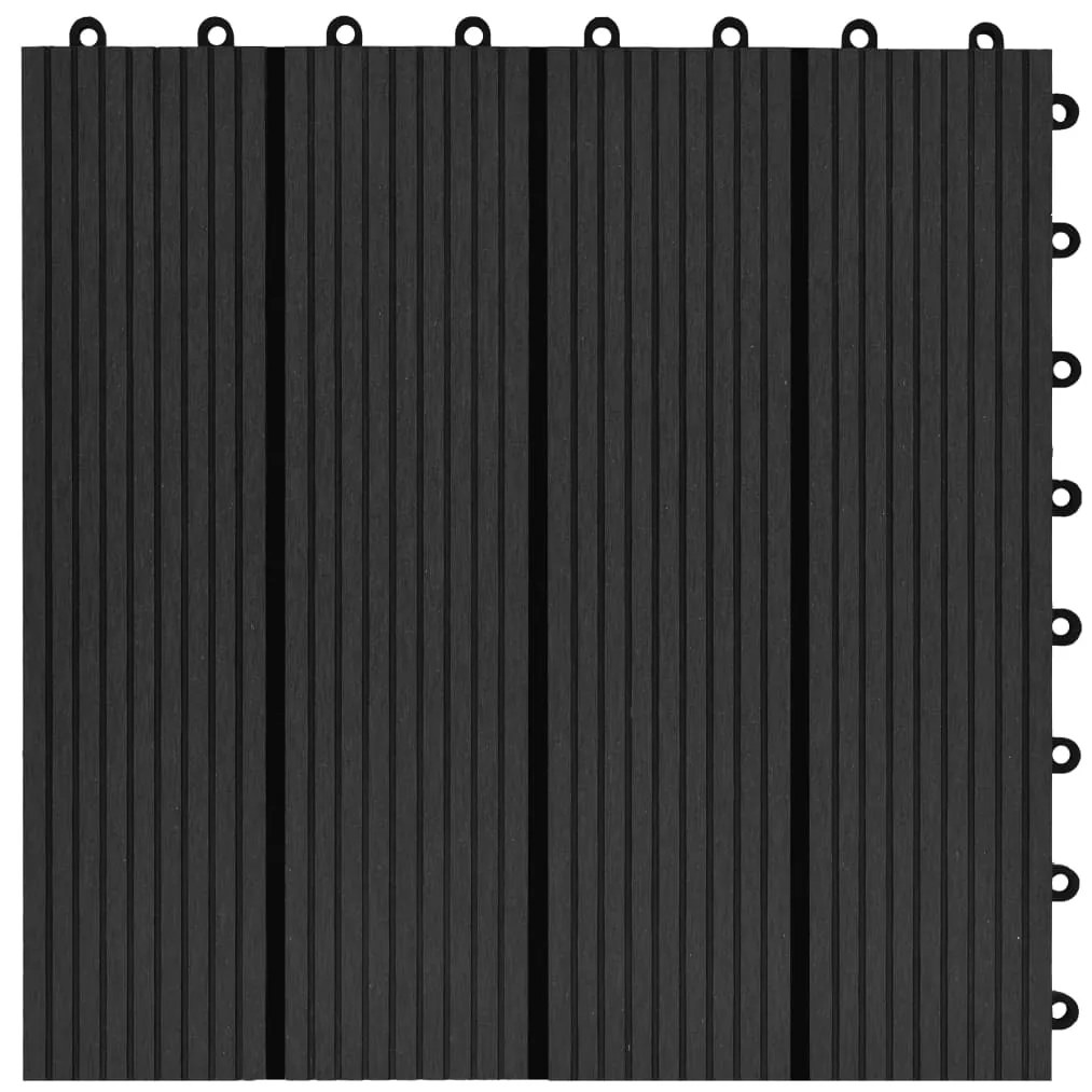 Ladrilhos de pavimento 11 pcs WPC 1m² 30x30 cm preto