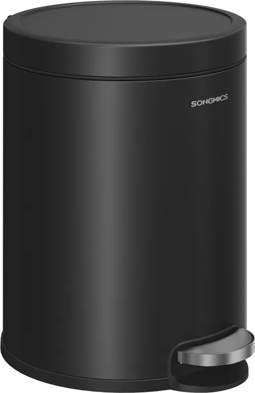 Caixote lixo Casa de banho 26 x 20,5 x 28 cm com 6 litros de capacidade e tampa com fecho suave para a casa de banho Preto