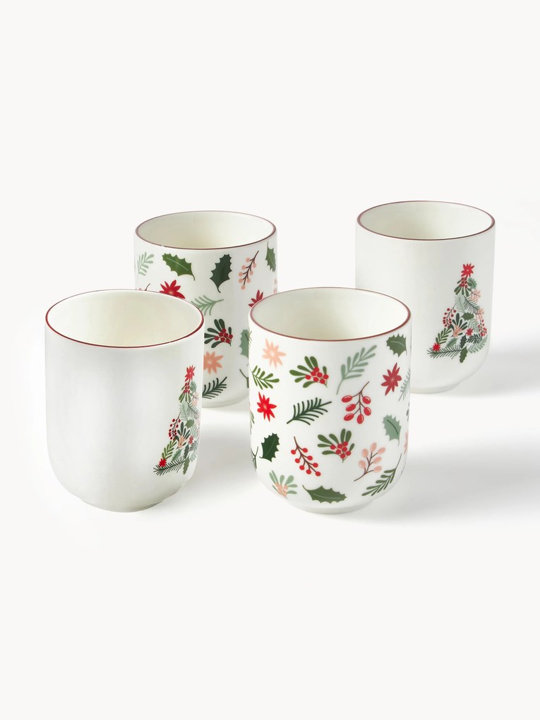 Chávenas de café de Natal em porcelana Eve, conjunto de 4