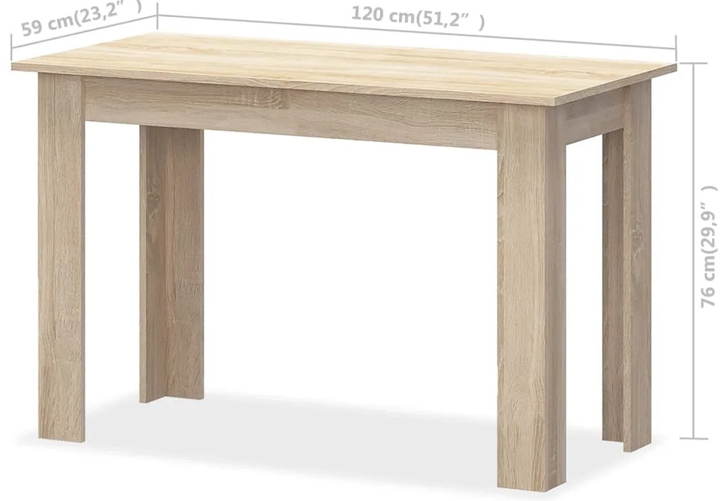 Mesa e bancos de jantar 3 pcs aglomerado carvalho