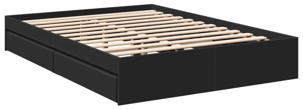 Estrutura de cama c/ gavetas 135x190 cm derivados madeira preto