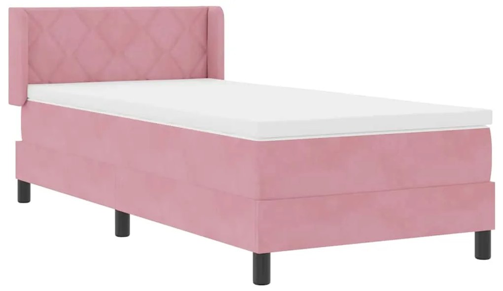 Cama Box Spring vidaXL com Colchão Rosa 90x190 cm Veludo