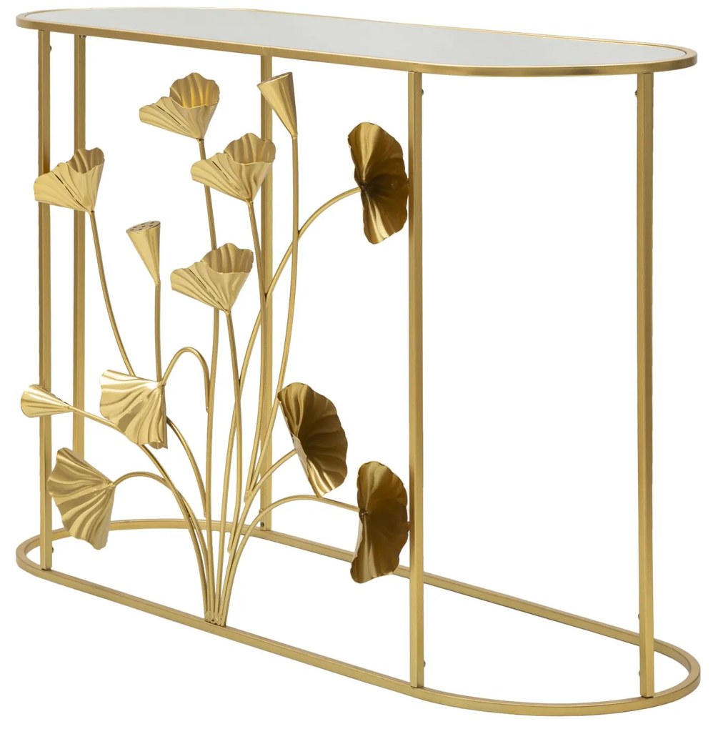 MESA CONSOLA FLOW DOURADA 120X40X80 CM