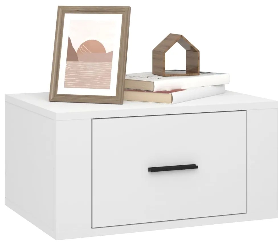 Mesas de cabeceira de parede 2 pcs 50x36x25 cm branco