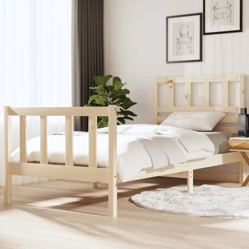 vidaXL Estrutura de cama solteiro 90x190 cm madeira maciça
