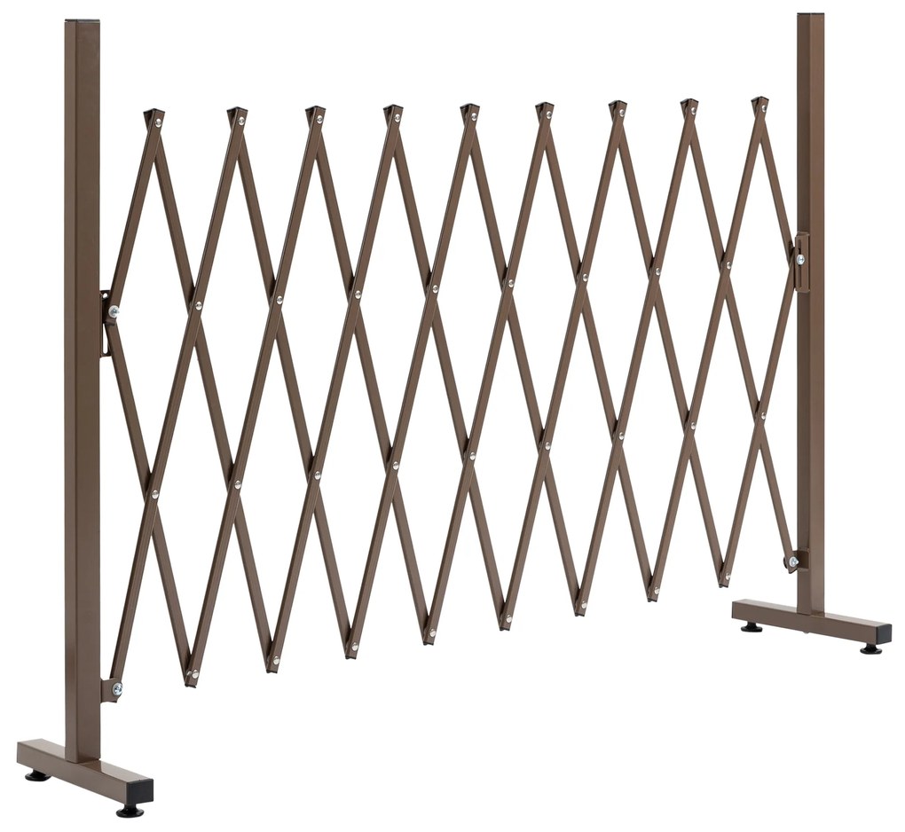 Cerca de Jardim em Liga de Alumínio Barreira de Exterior Extensível Cerca de Jardim Metálica 250x31x103,5 cm Castanha