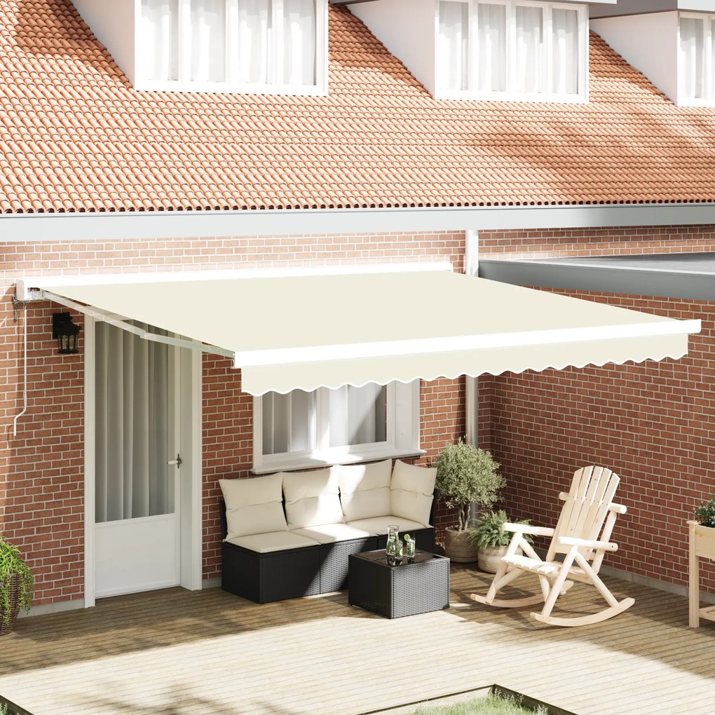 vidaXL Toldo Retrátil Manual Creme 400x300 cm