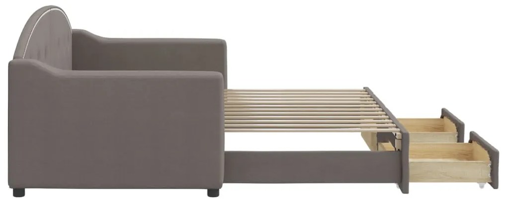 Sofá-cama c/ gavetão/gavetas 80x200 cm tecido cinza-acastanhado