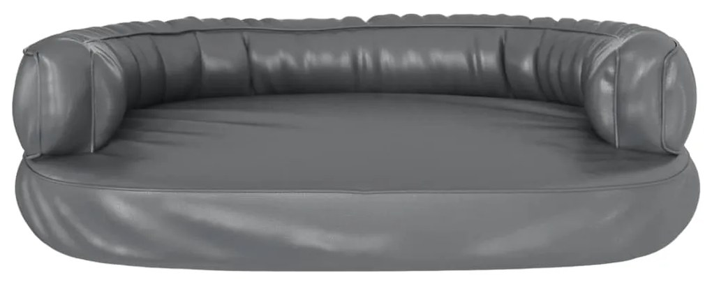 Cama p/ cães espuma ergonómico 88x65 cm couro artificial cinza