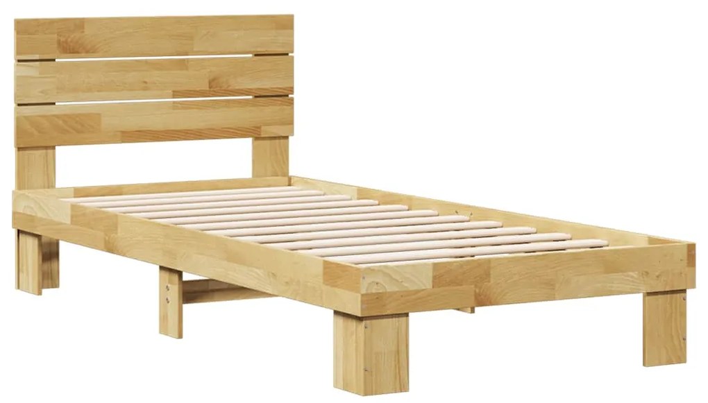 Estrutura cama cabeceira sem colchão 75x190 cm maciça carvalho