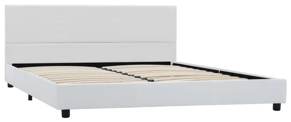 Estrutura de cama 160x200 cm couro artificial branco