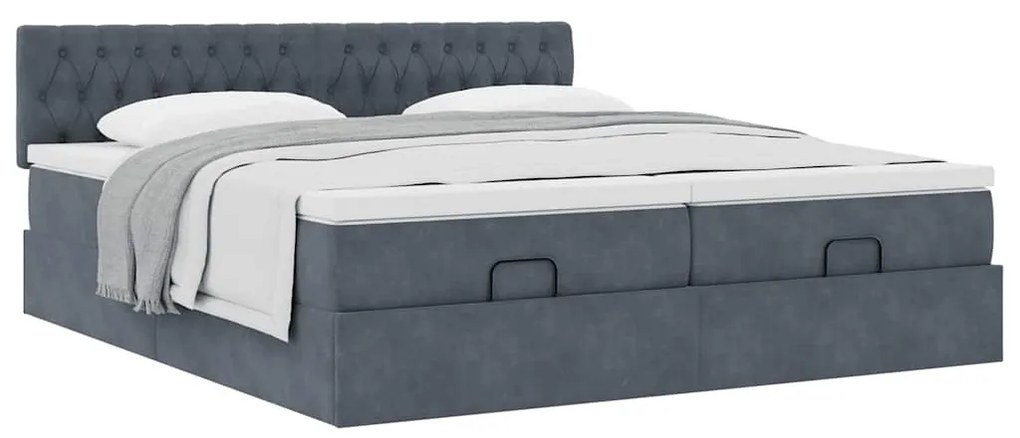 Estrutura cama otomana colchões 180x200 cm cinzento escuro