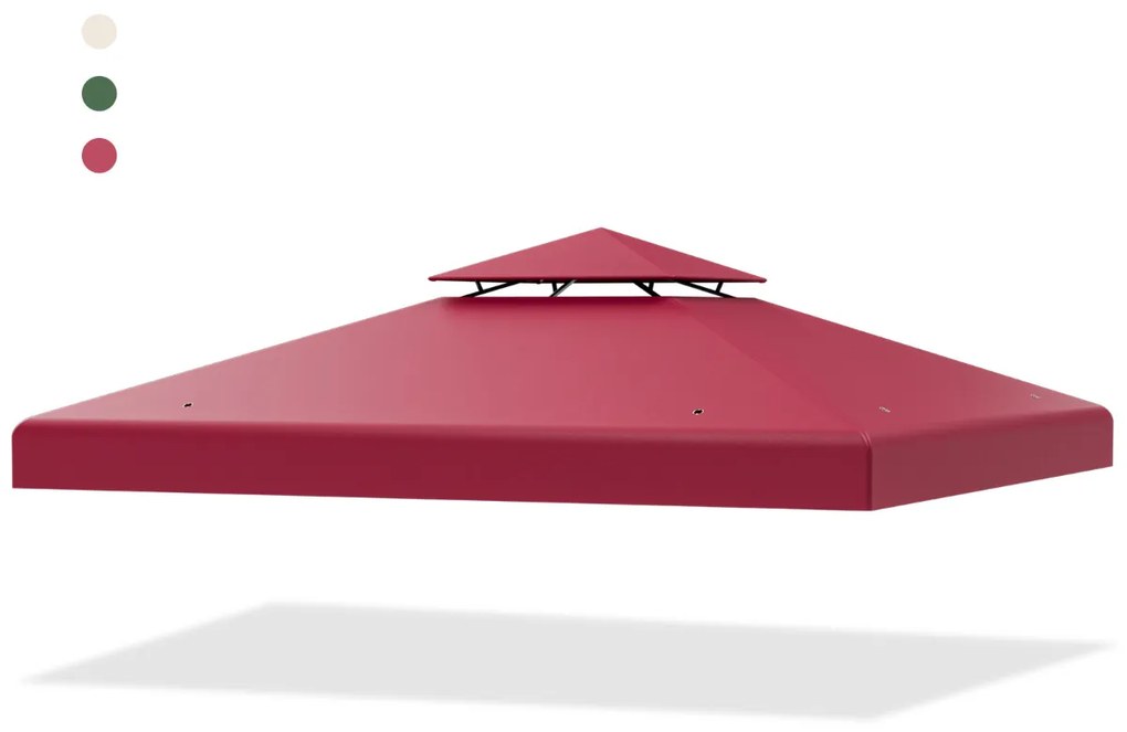 Toldo substituição para pérgula duplo 300 x 300 cm Poliéster Pátio Pavilhão Toldo com fivelas de alumínio Vermelho