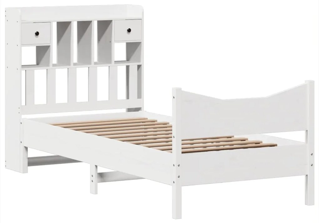 Cama sem colchão 100x200 cm madeira de pinho maciça branco